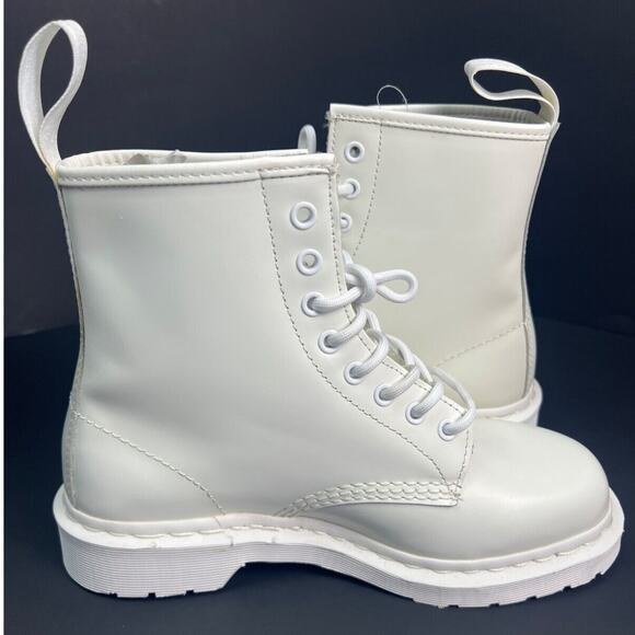 Dr. Martens 1460 Pascal Mono Boots Women's 8 Smooth White Leather 8 Eye Lace Up - Picture 3 of 13